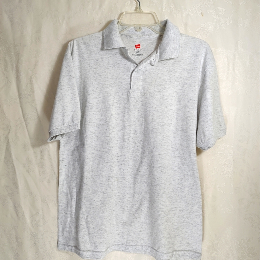 Hanes light gray Eco Smart polo   men's M  #561